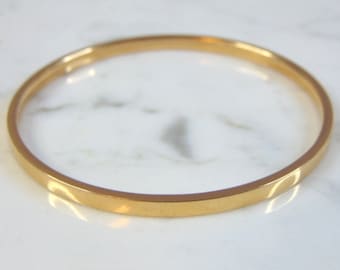 Womens Vintage Estate 18K Yellow Gold Bangle Bracelet 11.1g E3106