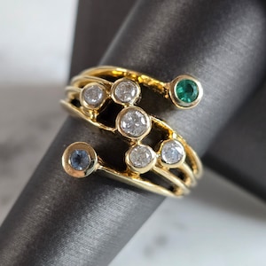 Womens Vintage Estate 14k Yellow Gold Modernist Multi-Stone Ring 8.0g E7299