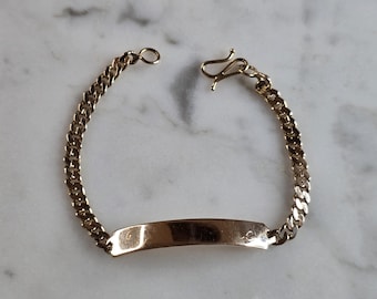 Womens Vintage Estate 14k Yellow Gold ID Bracelet 4.9g E5250