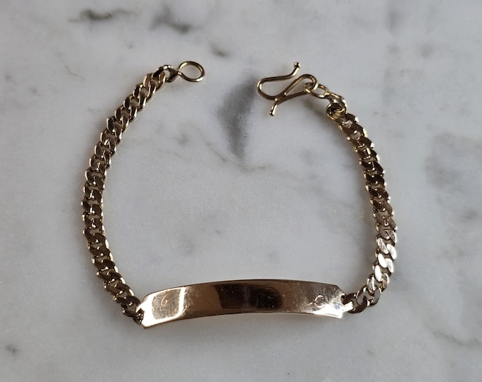 Womens Vintage Estate 14k Yellow Gold ID Bracelet 4.9g E5250