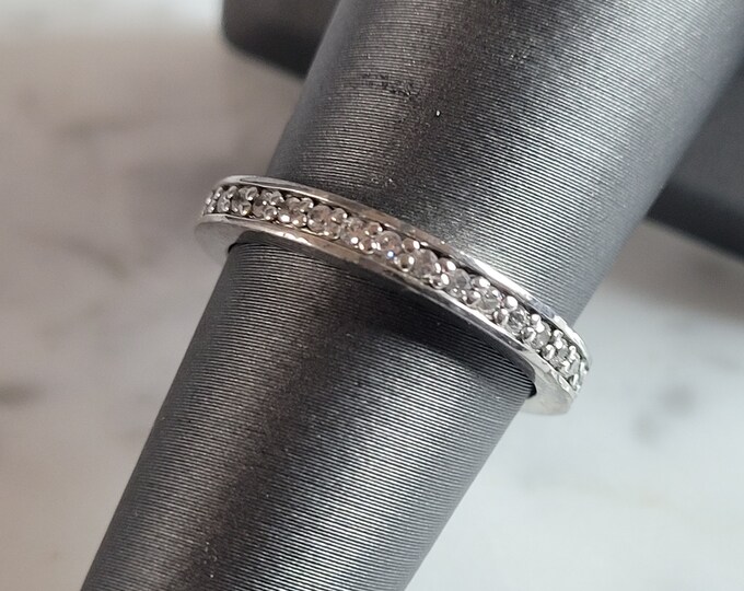 Womens Estate Sterling Silver CZ Ring 2.4g E1629