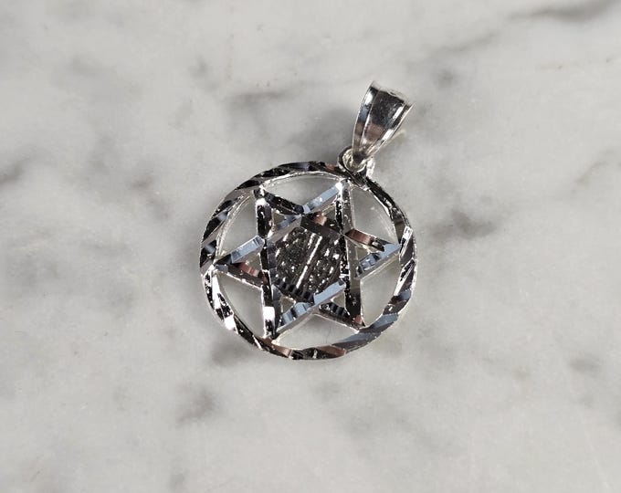 Sterling Silver Jewish Judaica Star of David Religious Pendant, 1.6g E1754