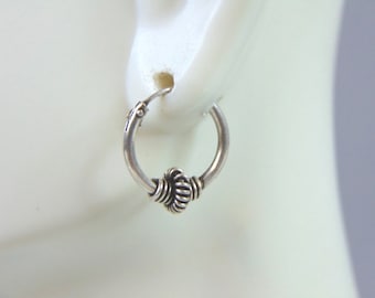 Womens Vintage Estate Sterling Silver Hoop Earrings 1.5g E1816
