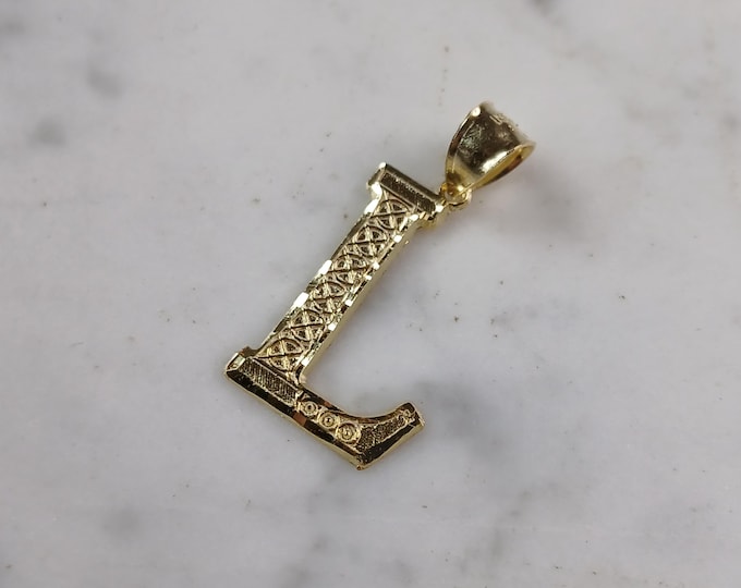 Womens Sterling Silver Gold Tone Initial Letter " L " Pendant 1.5g E7006