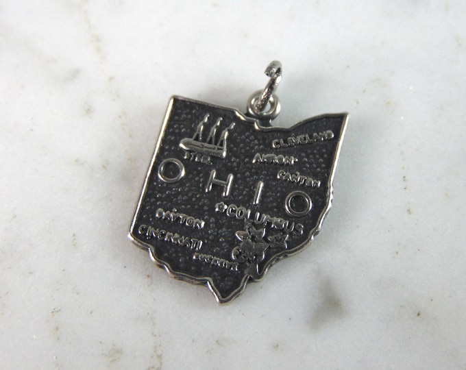 Womens Vintage Estate Sterling Silver State of Ohio Charm 2.3g E2338