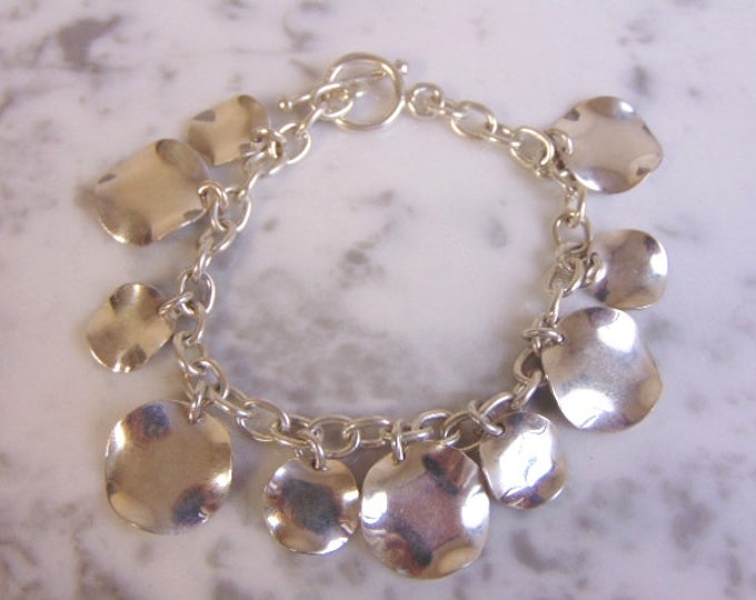 Womens Vintage Estate Sterling Silver Charm Bracelet 25.2g E4581