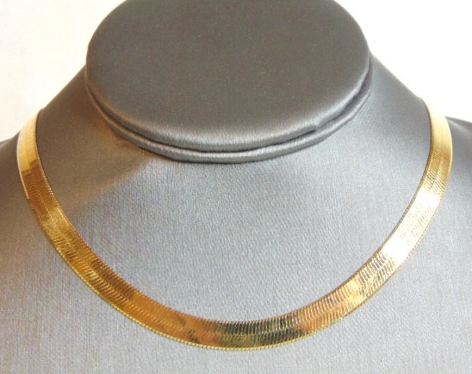 Lovely Vintage Estate 14K Yellow Gold Herringbone Necklace 23.2g E5320