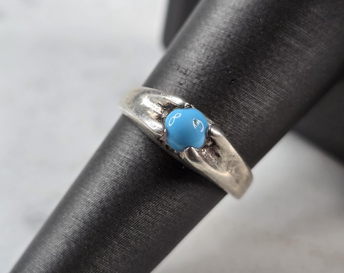 Womens Vintage Estate Sterling Silver Southwestern Turquoise Ring 3.5g E632