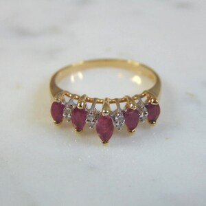 Womens Vintage Estate 14k Yellow Gold Garnet & Diamond Ring - Etsy