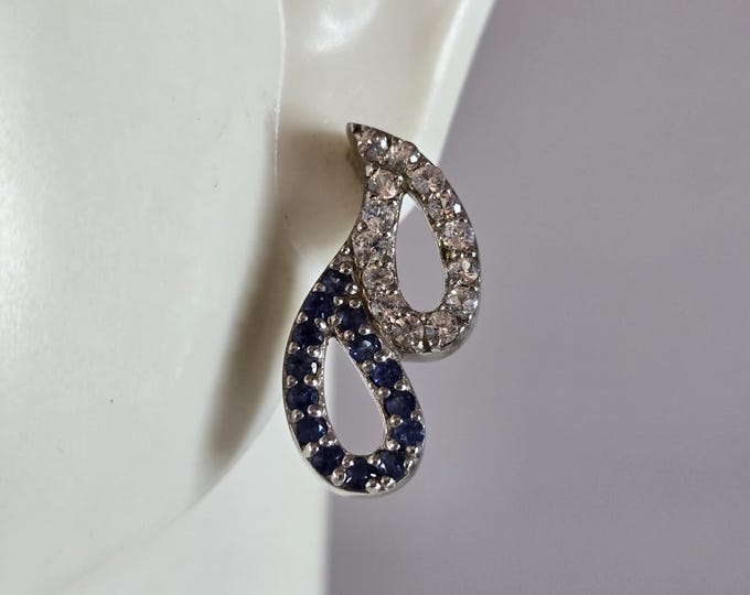 Womens Vintage Estate Sterling Silver Deco CZ Stud Earrings 5.0g E1321