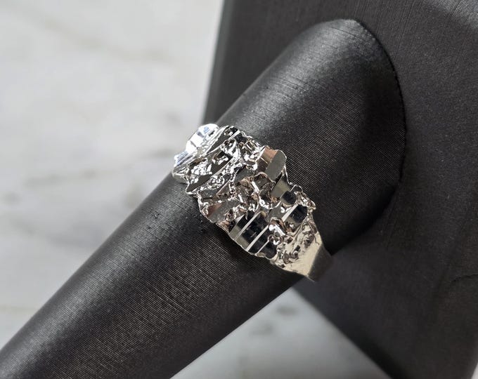 Mens Womens Vintage Estate Sterling Silver Nugget Style Ring 2.6g E1910