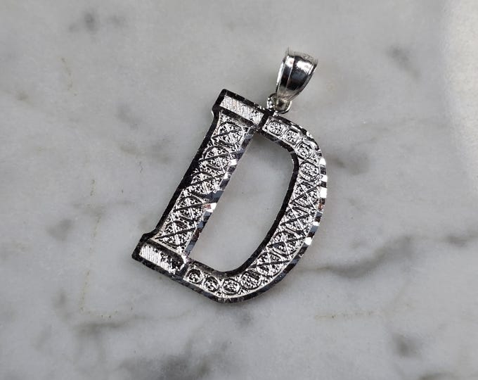Womens Sterling Silver Initial Letter " D " Pendant 1.4g E1853