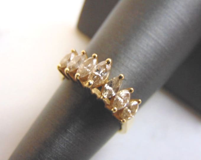 Womens Vintage Estate 14K Yellow Gold Marquise Diamond Cluster Ring 4.0g  #E3327