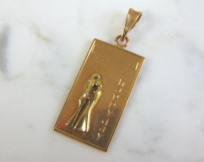 Womens Vintage Estate 18k Gold Happy Day Pendant 6.8g E3103