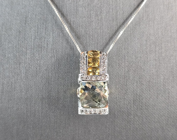 Womens Vintage Estate Sterling Silver Modernist Pendant & Necklace 12.0g E1579