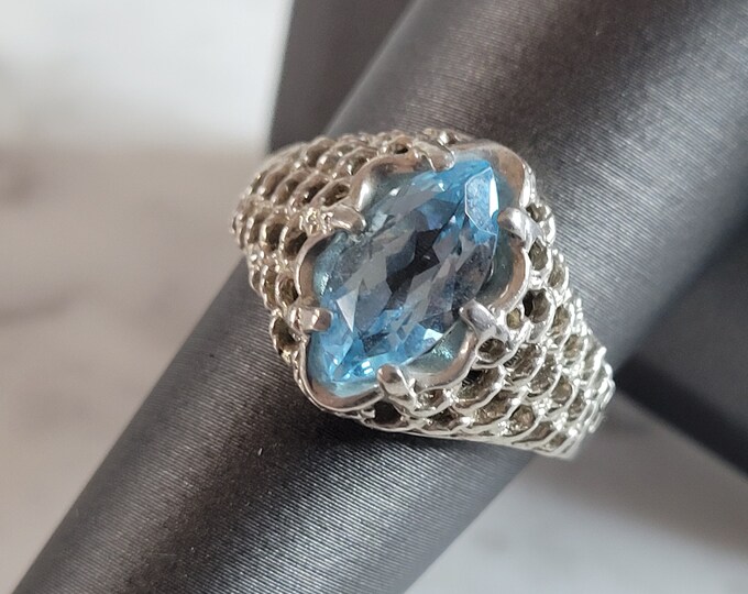 Womens Vintage Estate Sterling Silver Topaz Ring 4.6g #E4624