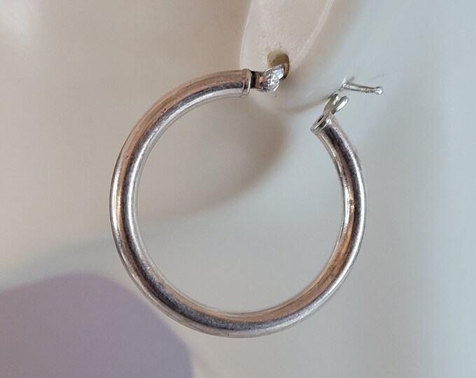 Womens Vintage Estate Sterling Silver Hoop Earrings 5.0g E1370