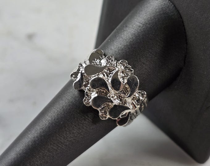 Mens Vintage Estate Sterling Silver Nugget Style Ring 5.3g E1909