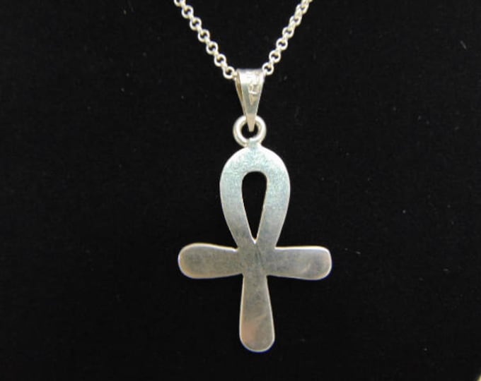 Sterling Silver Religious Ankh Cross Pendant & Necklace 13.2g E3765