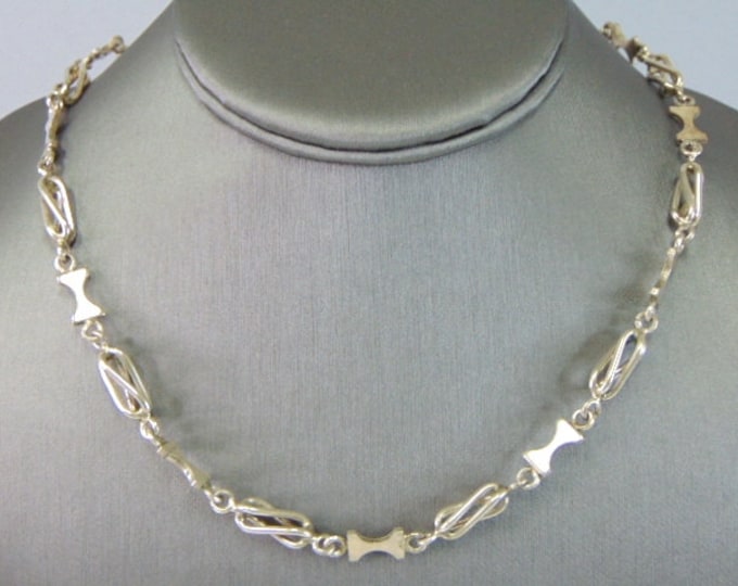 Womens Vintage Estate Sterling Silver Modernist Necklace 60.3g E2055