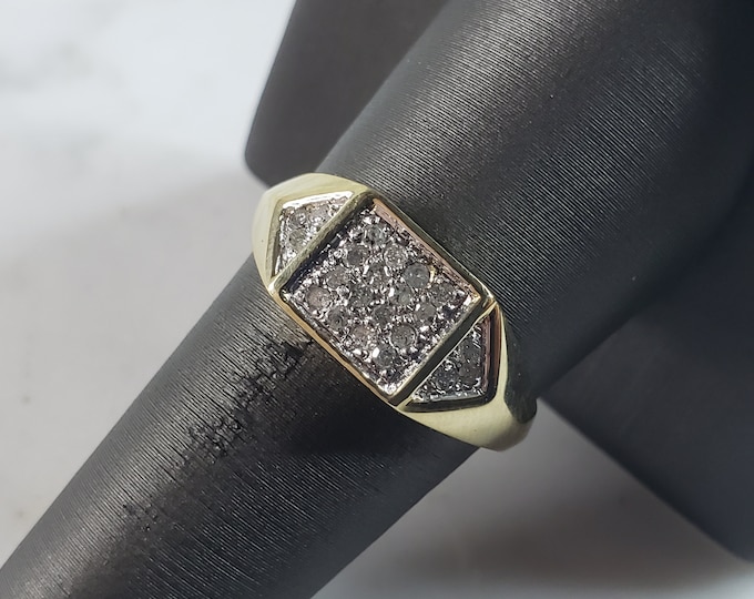 Mens Vintage Estate 10k Yellow Gold Diamond Ring 3.6g #E2801