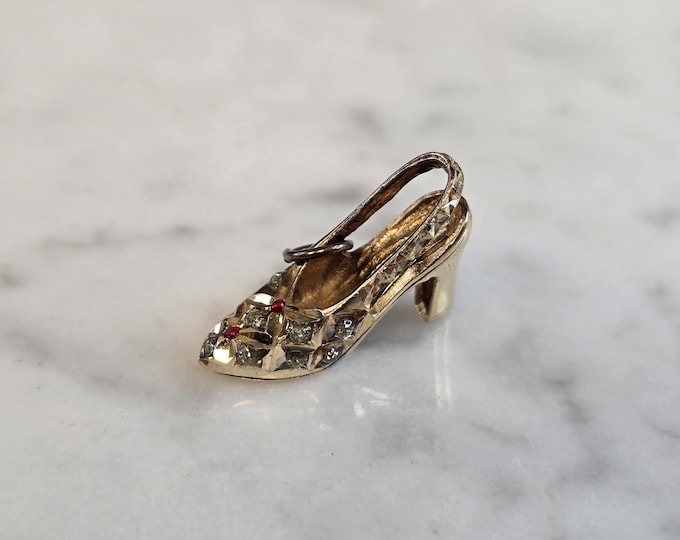 Womens Vintage Estate 14K Yellow Gold High Heel Shoe Pendant 2.3g E7518