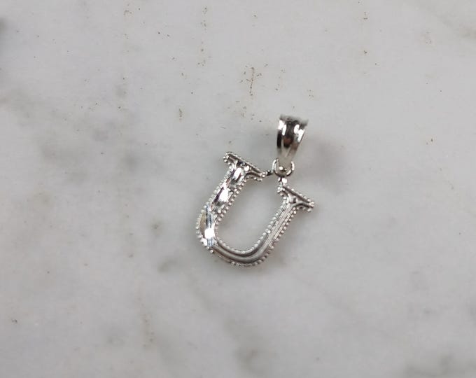 Womens Sterling Silver Initial Letter " U " Pendant 0.3g E6086
