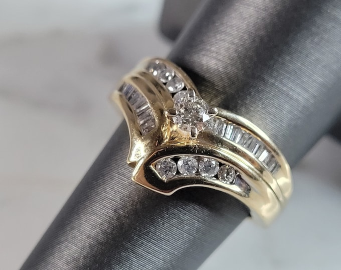 Womens Vintage Estate 14K Yellow Gold Diamond Ring, 5.9g E6618