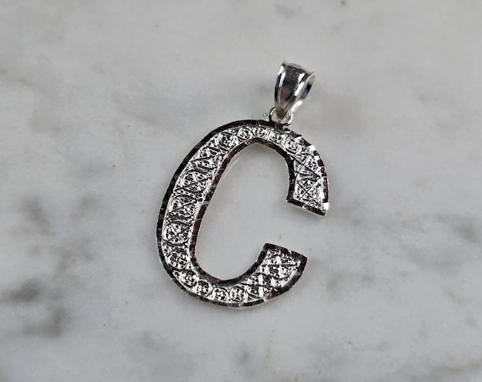 Womens Sterling Silver Initial Letter " C " Pendant 1.1g E1543