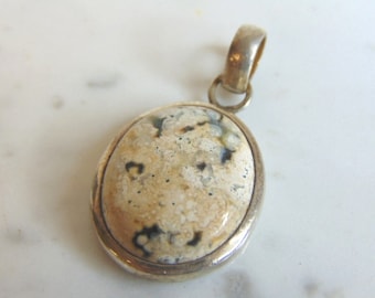 Womens Vintage Estate Sterling Silver Jasper Pendant 11.6g E5648