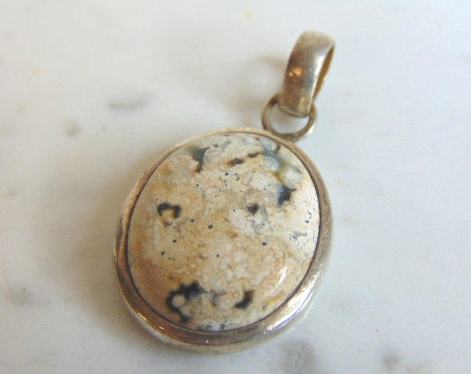 Womens Vintage Estate Sterling Silver Jasper Pendant 11.6g E5648