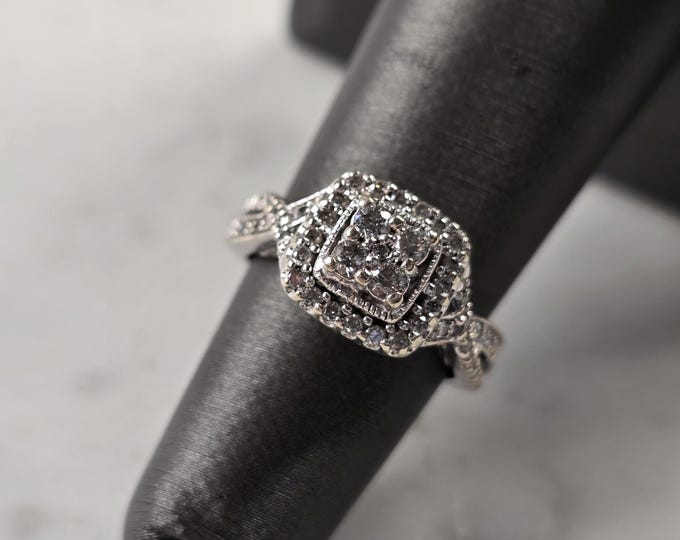 Womens Vintage Estate 14k White Gold Diamond Ring 4.0g #E4511