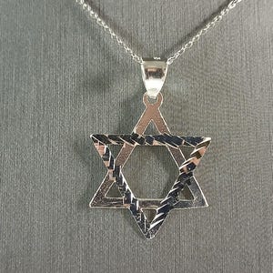 Sterling Silver Jewish Judaica Star of David Pendant Necklace, 3.5g E4294