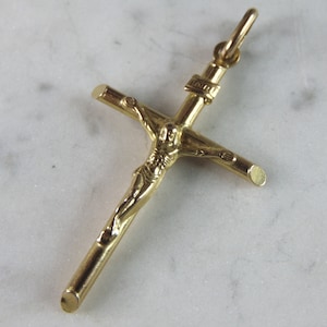 Vintage Estate 14K Yellow Gold Religious Cross Pendant, 3.3g E3017