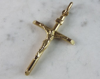 Vintage Estate 14K Yellow Gold Religious Cross Pendant, 3.3g E3017