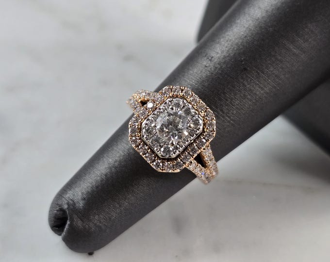 Womens Vintage Estate 14K Rose Gold Diamond Ring 4.8g E1620