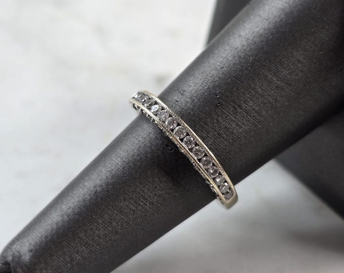 Womens Vintage Estate 14k White Gold Diamond Ring 2.9g E5152
