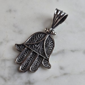 Womens Estate Sterling Silver Hamsa Hand Pendant 5.0g E7017