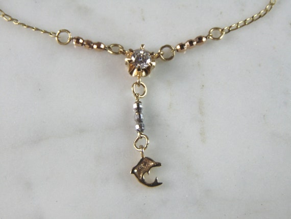 Womens Vintage Estate 14K Yellow Gold Dolphin Bra… - image 3