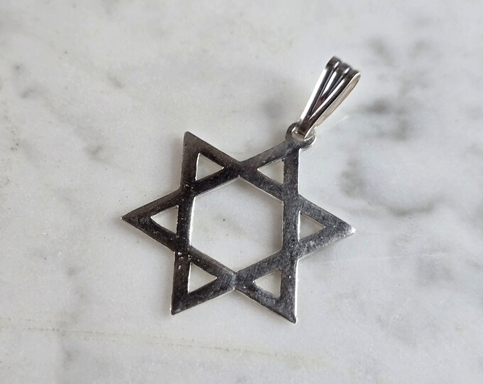 Sterling Silver Jewish Judaica Star of David Pendant, 2.3g E4917