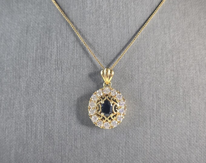 Womens Estate Sterling Silver Gold Tone Modernist Pendant Necklace 6.5g E6882