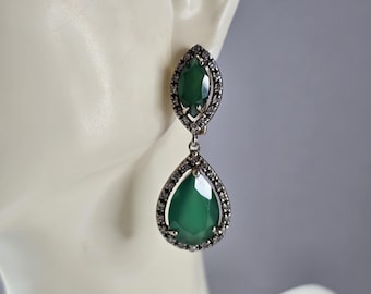 Womens Vintage Estate Sterling Silver Modernist Earrings 10.3g E6781