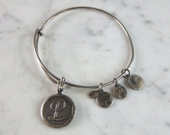 Womens Vintage Estate Alex & Ani "L" Charm Bracelet  E2014
