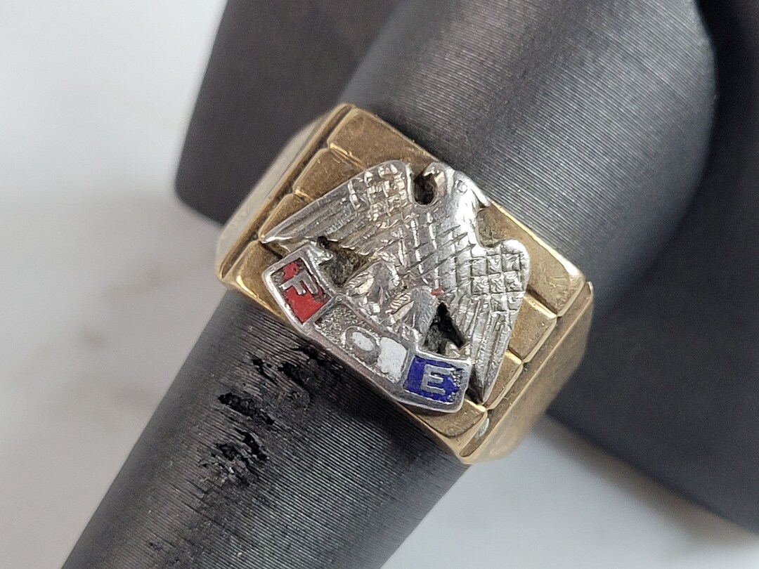 Mens Vintage Estate 10k Gold Fraternal Order of Eagles Ring 10.1g E2250 ...