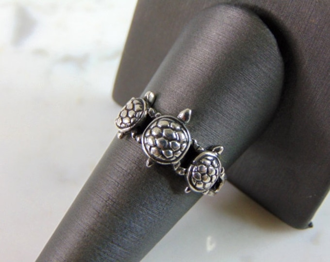 Womens Vintage Estate Sterling Silver Turtle Ring 3.2g E5649