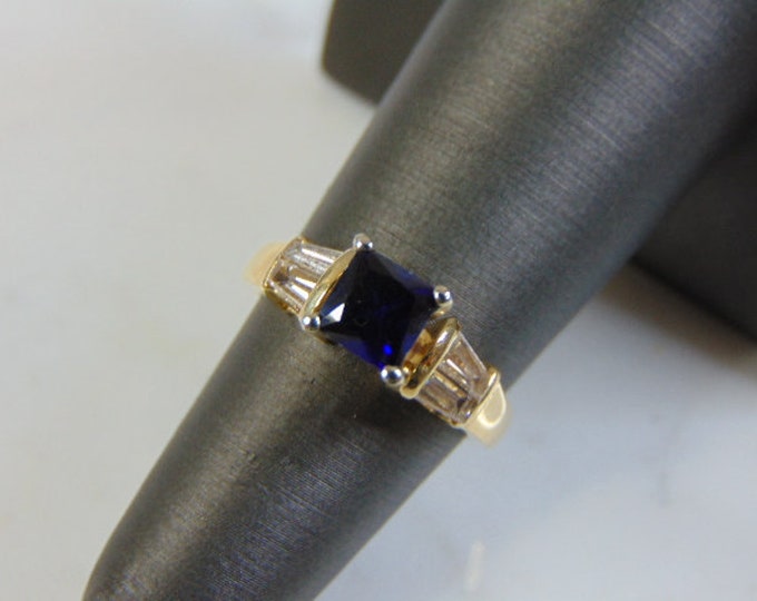 Womens Vintage Estate 14K Gold Spinel & Diamond Ring, 4.3g E3596