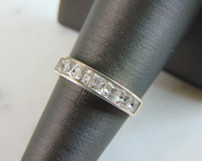 Womens Vintage Estate 14k White Gold CZ Ring 2.2g E3141