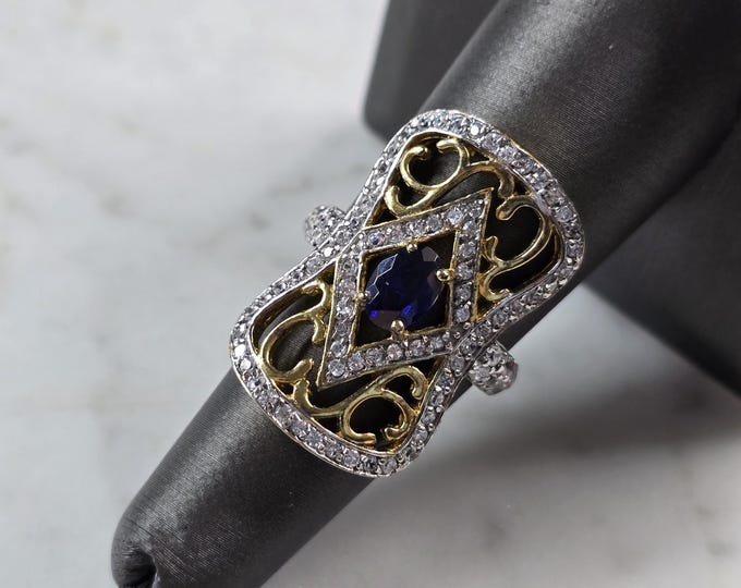Womens Estate Sterling Silver Gold Tone Ring 6.6g E6274