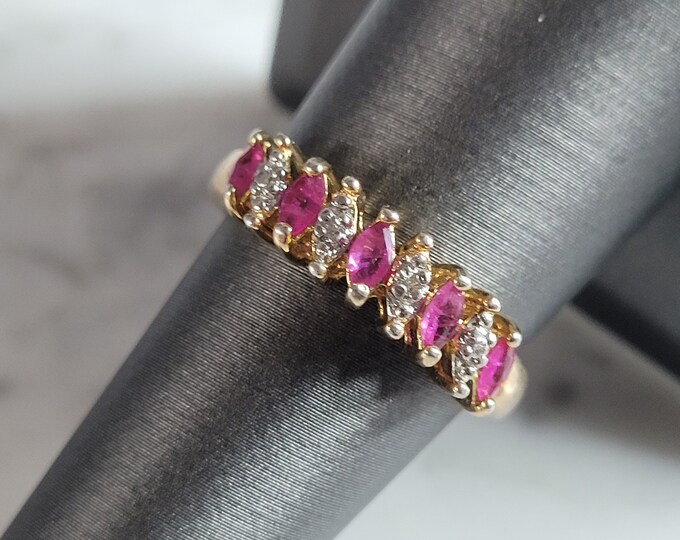 Womens Vintage Estate Sterling Silver Gold Tone Rhodolite ? Ring, 3.2g E6983