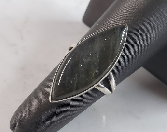 Womens Vintage Estate Sterling Silver Labradorite Ring 5.4g E6133